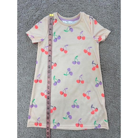 Marks and Spencer M&S Girls Peach Cherry Print Nightdress Sleepwear 3T T86 4084S - Picture 4 of 7